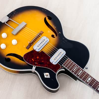 1966 Harmony Meteor H70 Vintage Guitar Sunburst w/ Maple Top & DeArmond Gold Foils image 11