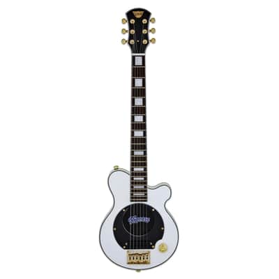 Pignose PGG-259-WH Basswood Body Bolt-On Maple Neck Mini/Travel Built-In Amp 6-String Electric Guitar w/Gig Bag image 2