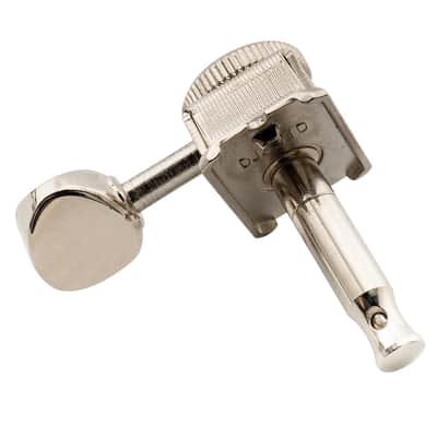 R15T 6-in-line 14:1 Ratio Semi Closed Vintage Hybrid Style Locking Machine Heads Tuners with Vintage Oval Button for Fender Squier Strat Tele Style Electric Guitar, Nickel image 6