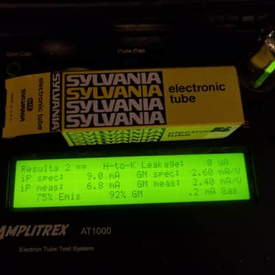 Sylvania 0% perfect Matched Pair (2) 6SN7GTB tNOS AT1000 TESTED Vacuum Tubes T9 Tall glass Chrome top angled T plate dual triode 1956-1957 image 5