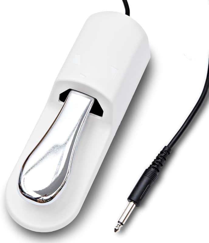 Sustain Pedal - Universal Pedal for Keyboard Piano, Digital Pianos, MIDI Keyboards & Synths - Conversion Switch for All Brands - 1/4'' Jack, Anti-Slip Design, Extended Cable (WHITE) image 1