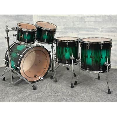 Sonor SQ2 Beech 5pc Drum Set Green Burst over African Marble Gloss image 2