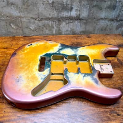 Warmtone CG HSH Strat Style Guitar Body Relic "Stormy Sky” Nitro 4.3lbs image 4