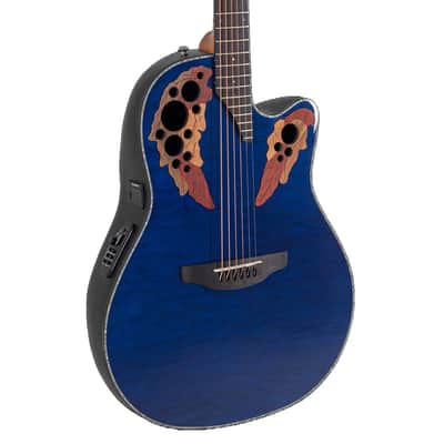 Ovation Celebrity Elite Plus CE44P-8TQ A/E Guitar - Blue Transparent Quilt image 1