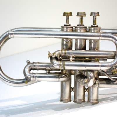 Vintage 1913 York & Sons Perfect Tone Coronet Trumpet Silver Engraved w Original Case & Acessories image 9