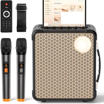 Portable Karaoke Machine for Adults Outdoor with SOS Mode Bluetooth Guitar Amplifier with Dual DSP Audio 9000mAh Battery Powered Speaker with Backing Track Beauty Voice,Perfect for Parties-Black image 1