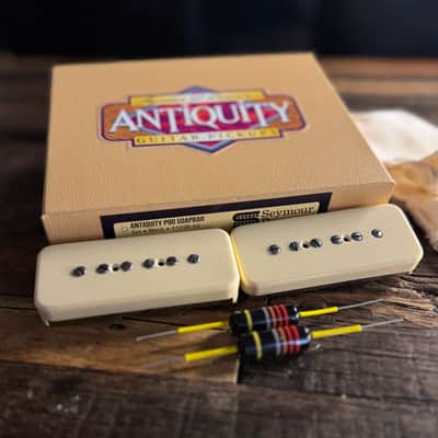 Seymour Duncan Antiquity P90 Soapbar Pickup Set with FREE Bumblebee .022 Capacitors Vintage Cream image 2