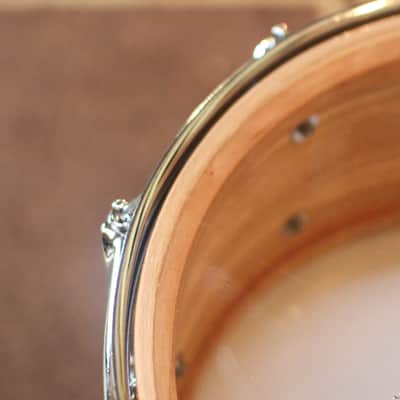 Craviotto 6.5x14 Custom Shop 10-Lug Oak Satin Oil w/ Cherry Inlay Snare Drum image 6