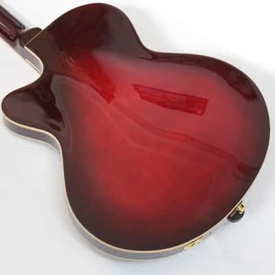 Wine Red Hollow Body Jazz Electric Guitar, Dual Humbuckers, Gold Hardware image 3