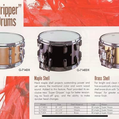 Pearl G-714SX Supergripper snare maple 1985 - Walnut lacquer image 12