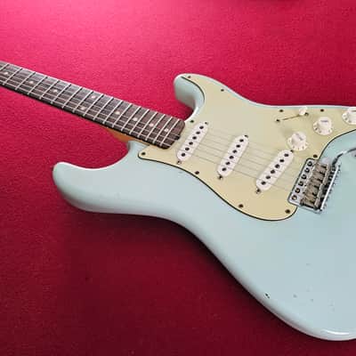 Fender Custom Shop Relic 60 Stratocaster with Matching Headstock 2011 - Yellowed Sonic Blue image 3
