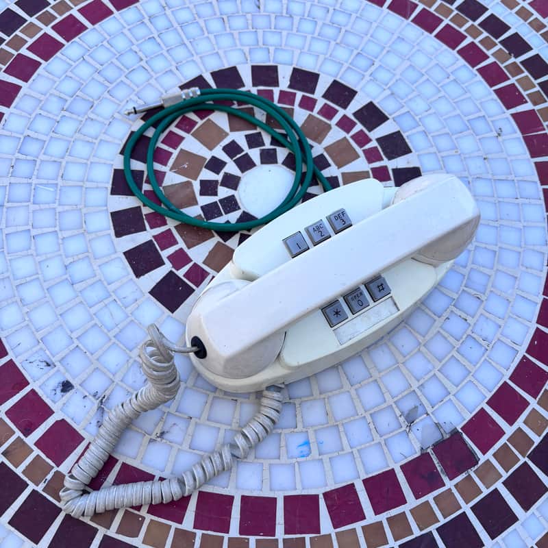 WHITE vintage TELEPHONE Microphone with 1/4" cable! MIC in MOUTHPIECE image 1