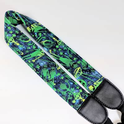 UFO Alien Ukulele Strap -Uke-FO- Green Alien Ukulele Straps - Flying Saucer Ukulele Strap - Area 51 image 1