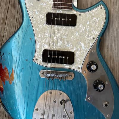 YouTube Vid in description Novo Serus J Lake Placid Blue over 64 sunburst binding electric guitar p90 case image 23
