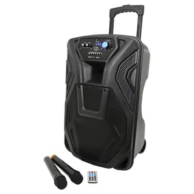 QTX Busker-12 Portable PA System with 2 x VHF Wireless Microphones image 2