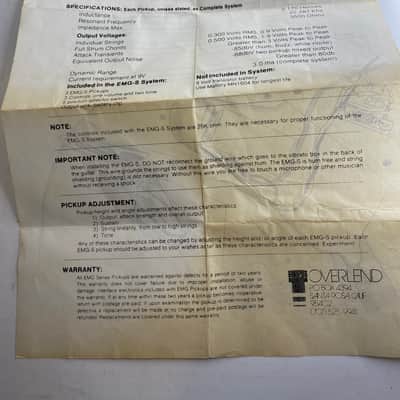 EMG Overlend pickups paperwork late 70’s-80’s - White image 1