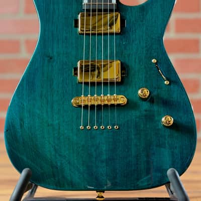 ESP USA M-II DX NT Mahogany Gold Hardware Electric Guitar - See Thru Aqua - Gold EMG 81X (Bridge) & 85X (Neck) Pickups image 2