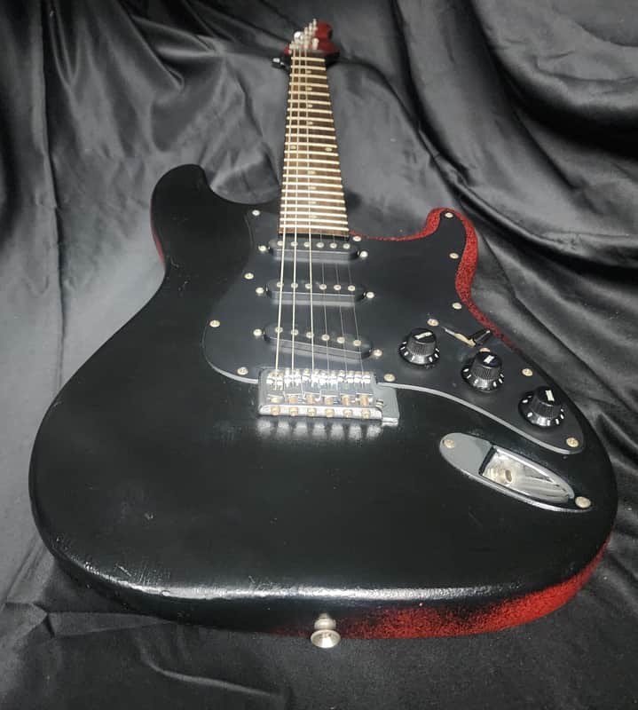 Aria Pro II Strat-Style Electric Guitar - Black/Red Custom Finish image 1