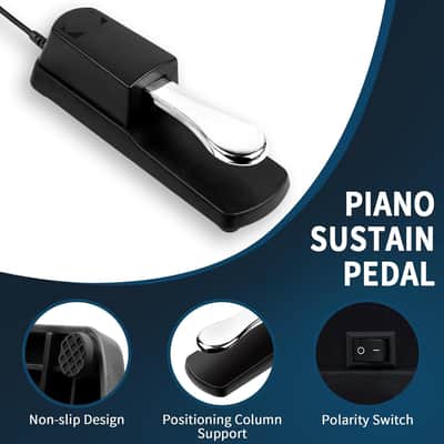 Sustain Pedal for Keyboard Piano Universal Metal Foot Controller with Polarity Switch 5ft Cable for Digital electric Piano MIDI Synthesizer image 3