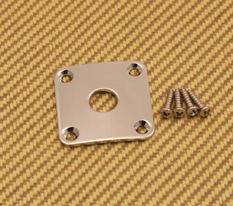 AP-0633-001 Gotoh Curved Square Jack Plate for Les Paul Guitar/Bass - Nickel image 1