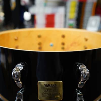 Yamaha/Japan Autog. Anton Fig Signature 6x14" Maple Snare SER.#0028- Piano Black Lqr. NOS image 13