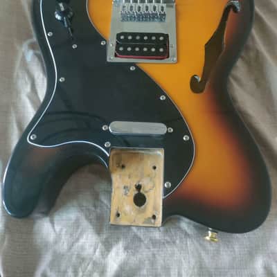 Sunburst Thinline Semi Hollow Tele Style Guitar Body image 3