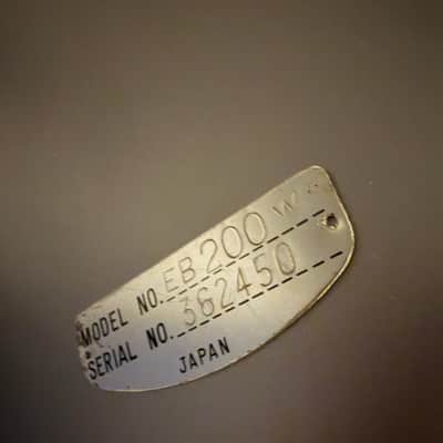Teisco EB-200 W Violin Bass model number plate 1960s - Aluminum/Silver image 2