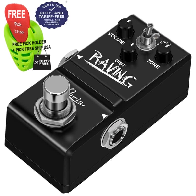 Rowin RAVING Heavy Metal Distortion Effect Nano Pedal True Bypass, FREE PICKS + HOLDER+ FREE SHIP USA image 1