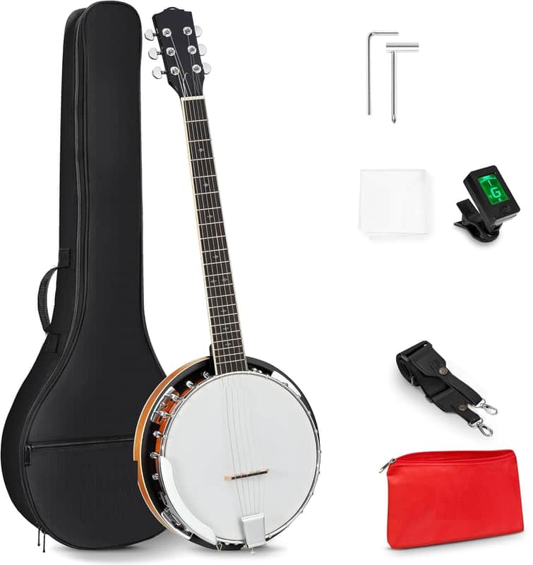 6 String Banjo Guitar Full Size, 38 Inch Banjo Guitar with Resonator Closed Back, Remo Head, Beginner Banjitar Six String Banjo Kit for Adults Teens Starters image 1