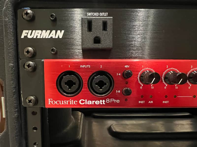 Focusrite Clarett 8Pre, Furman M-8X2 conditioner, Gator case 4u image 1