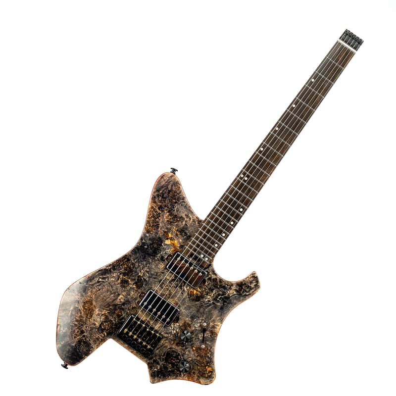 Eart GW2 Headless Electric Guitar, Right Handed, Roasted Padauk+Poplar Burl Body, 24 Stainless Steel Frets image 1