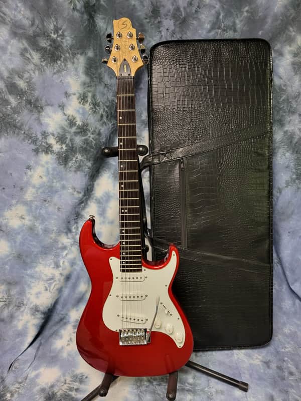 2002 Samick Greg Bennett Design MB1 Candy Apple Red New Strings Pro Setup Original Hard Shell Lightweight Case image 1