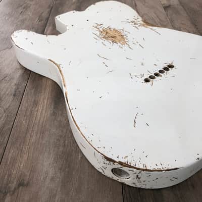 FRANCHIN Mars guitar body Relic Aged Olympic White 100% Nitro Lacquer Cracks SS Basswood Telecaster-Tele-T-Style Made in Italy - Stock piece #22320826 image 12