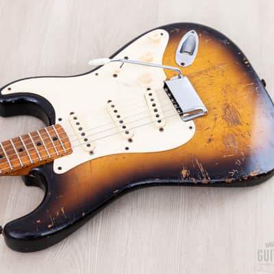 1957 Fender Stratocaster Vintage Guitar Sunburst w/ V Neck, Tweed Case image 10