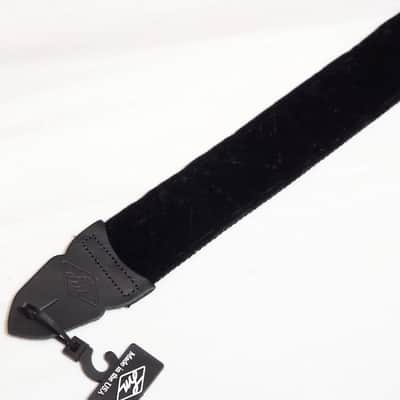 LM 2" Crushed Velvet BLACK guitar STRAP - Comfortable, Soft - NEW old stock image 3
