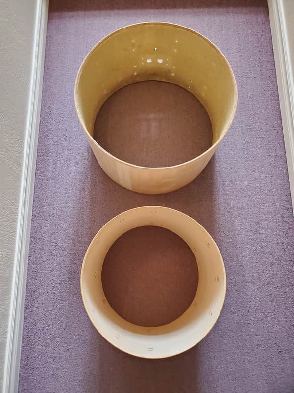 2PC Drum Shells Fiberglass & Wood 22"x16" & 16"x16 - Ultra Clean - Save $$ image 1