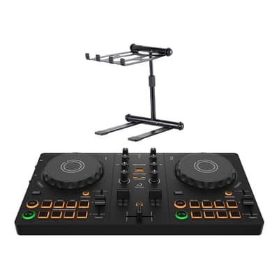 AlphaTheta DDJ-FLX2 DJ Controller + Headliner Noho Laptop Stand image 1