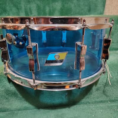 Ludwig 6.5x14" Vistalite Acrylic 10-Lug Snare Drum with P-85 Strainer 1970s - Blue image 1