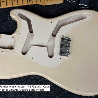 1957 Fender Musicmaster (#573) with Case Original Desert Sand Vintage Finish image 20