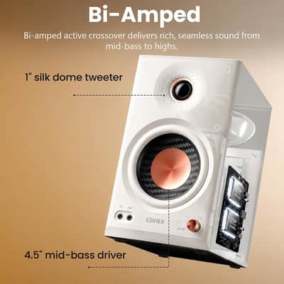 Edifier MR4.5 Bi-Amped Studio Monitor, 80W RMS Bookshelf Speakers - White image 2