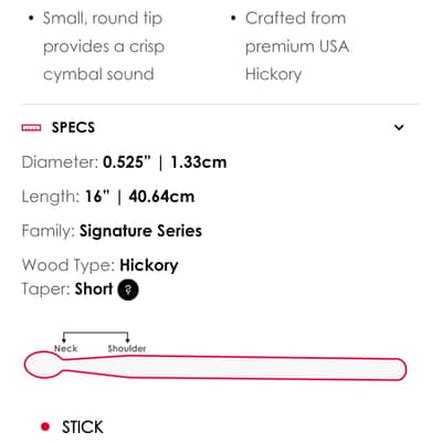 Vic Firth Drumsticks Factory 2nds Blank Ride Clarity Drum Stick Pair Wood Tip Peter Erskine 2020s - Natural image 5