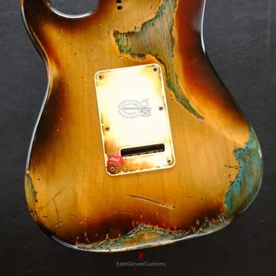 Fender Stratocaster RI Reissue Sunburst over Blue Zebra Body Heavy Aged Relic Made in USA image 2