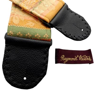 Near Vintage Handmade Guitar Strap Shades of Gold Sage Dusty Rose with Lace Inserts Limited Edition image 5