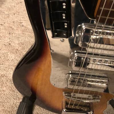Teisco Melody Plus 3 Pickup Sunburst Solid Body Guitar - Vintage 60's W/Hard Case image 6