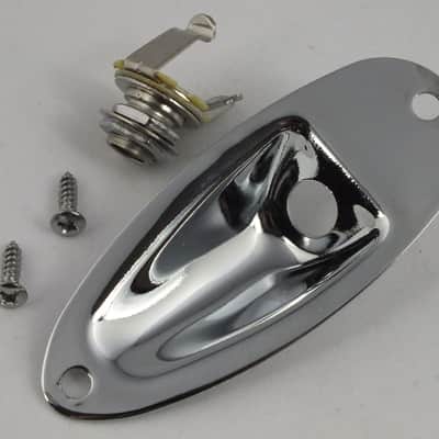 Chrome Stratocaster Jack Plate & Socket for Strat Style Guitar + screws