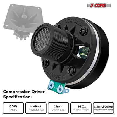 5 Core Compression Driver Horn Speaker 1 Inch Aluminum Tweeter 200W Peak 8 Ohm Pro Audio Driver image 3
