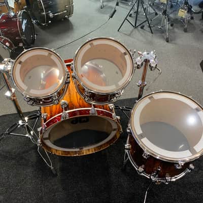 ~WOW!~ DW Collector's Series SSC Maple 4-Piece 10/12/16/22 Drum Kit Set in Rich Red Burst Lacquer over Exotic Tigerwood with Chrome Hardware image 14