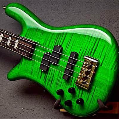 Spector Left Handed Euro 4LX 2016 Trans Green Flame Top Lefty Bass Guitar image 2