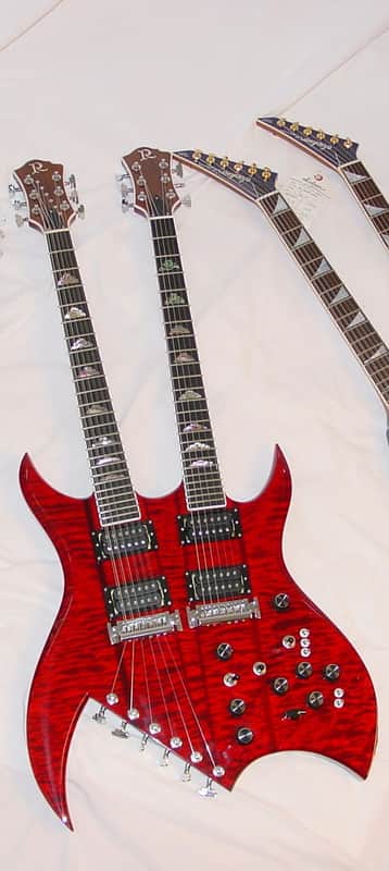 B.C. Rich Custom Shop Handmade Bich Doubleneck Guitar Trans Red image 1
