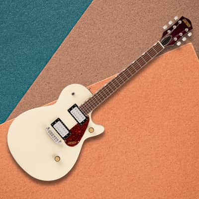 Gretsch Streamliner Jet Club Single-Cut 6-String Right-Handed Electric Guitar with Wraparound Tailpiece, Nato Body and Laurel Fingerboard (Vintage White) image 5